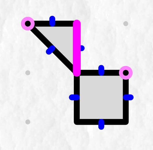 Radial match example ghost vertices